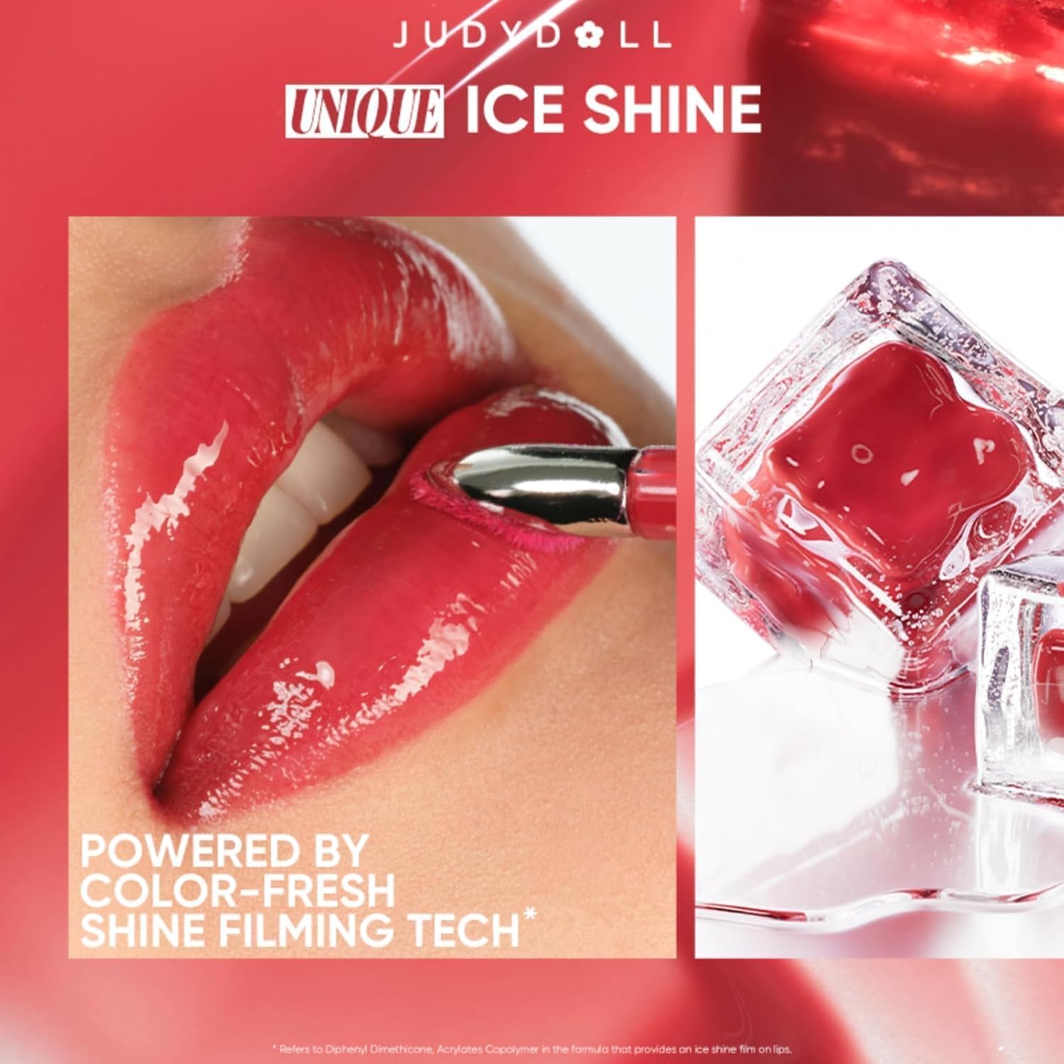JUDYDOLL Ice Watery Lip Gloss, GEN-2,Moisturizing Liquid Lipstick with Hyaluronic Acid & Collagen,Long-lasting Mirror Lip Glazes with Iron Applicator(06 Olong Classic)