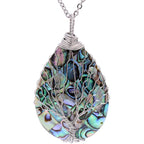sedmart Tear Drop Abalone Shell Pendent Necklace Wire Wrap Abalone Shell Tree of Life Pendant Necklace Fashion Necklace Jewelry for Women handmade necklace mothers day necklace for mom jewelry