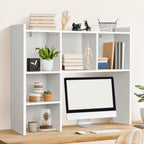 Oook White Desk Hutch, Dorm Organizers And Storage, Desktop Bookshelf With 5 Shelves, 3-Tier Wooden Desktop Organizer, Computer Desk With Hutch For Office Dorm Home