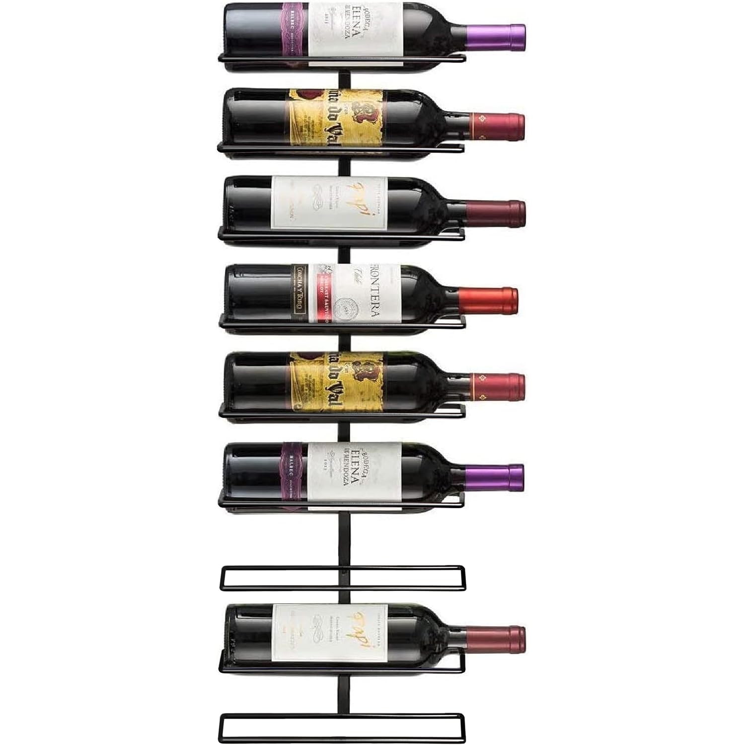 Sorbus Wall Mount Wine Rack – Holds 9 Bottles – Black Metal Wine Bottle Holder For Wall, Modern Wine Rack For Home Bar, Kitchen