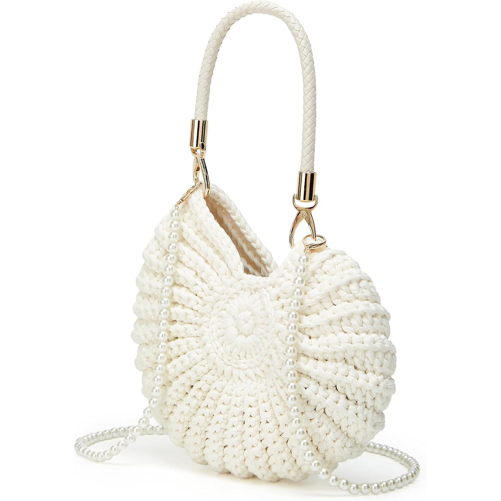 Handmade Crochet Tote Bag Seashell Purse For Women Boho Shell Handbag Crossbody Shoulder Bag Summer Beach Clutch Hobo Handbag