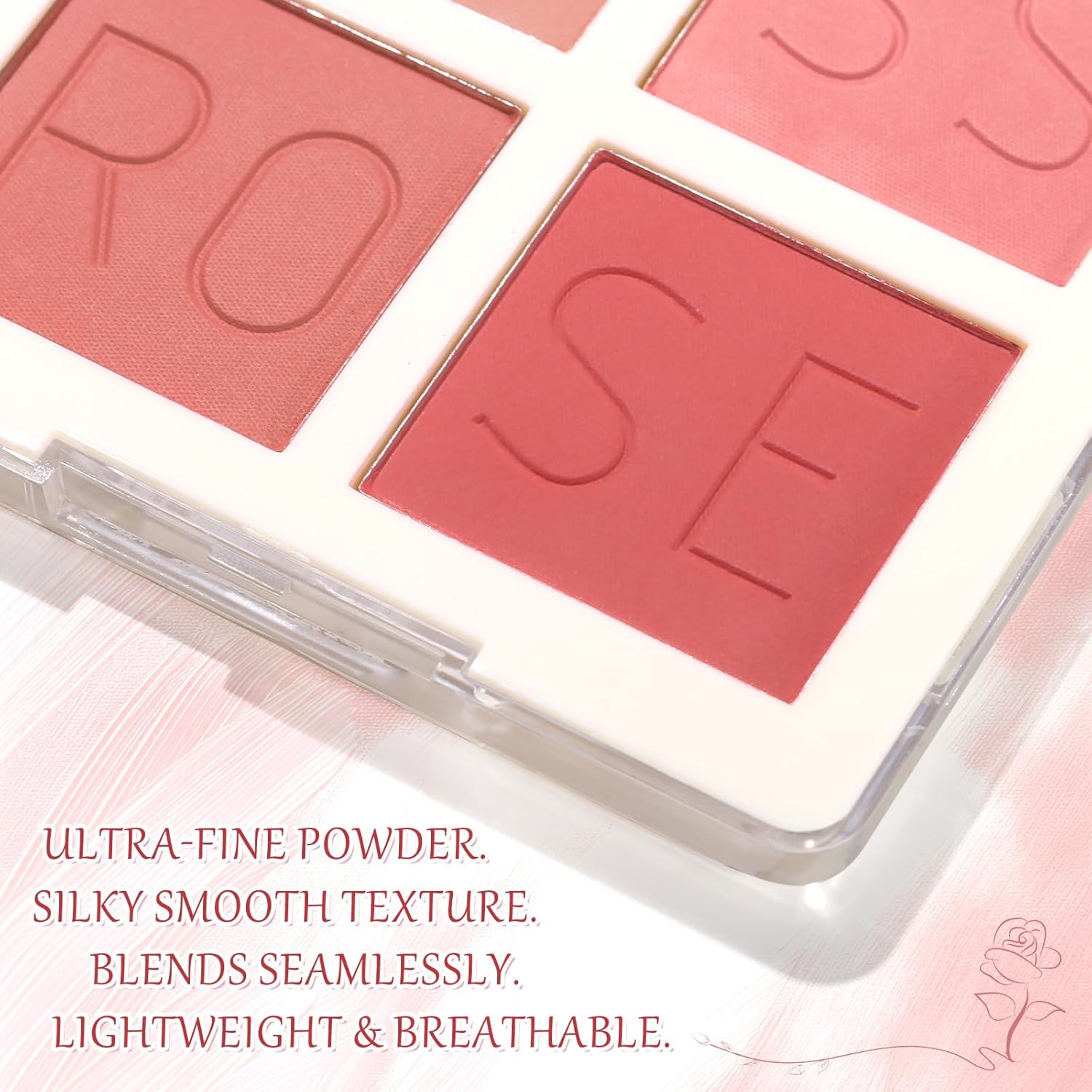 4 Color Matte Blush Palette for Cheeks - Highly Pigmented Pressed Powder for Face Blush Makeup, Long Lasting & Waterproof, Natural Nude, Pink & Red Shades for All Skin Tones (03 Dusty Rose)