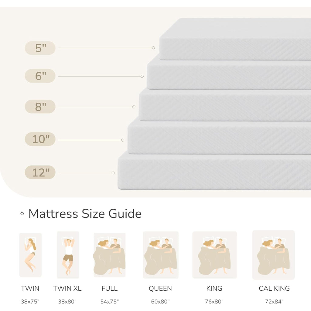 MLILY Twin Mattress in a Box, 6 inch Mattresses for Kids Bed Single Size Daybed Individual Bunk, Memory Foam Medium Firm