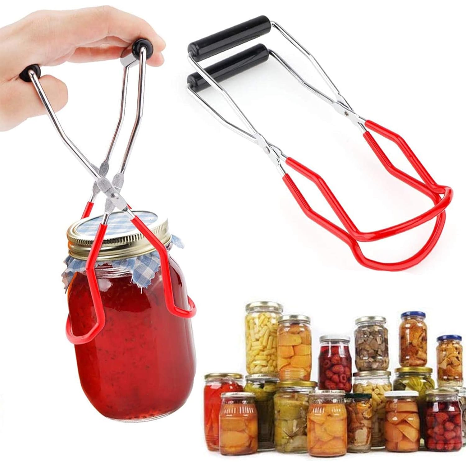 Oriflame Canning Jar Lifter Tongs, Stainless Steel Jar Lifter With Rubber Grips - For Slip Wide-Mouth Clip For Kitchen Restaurant