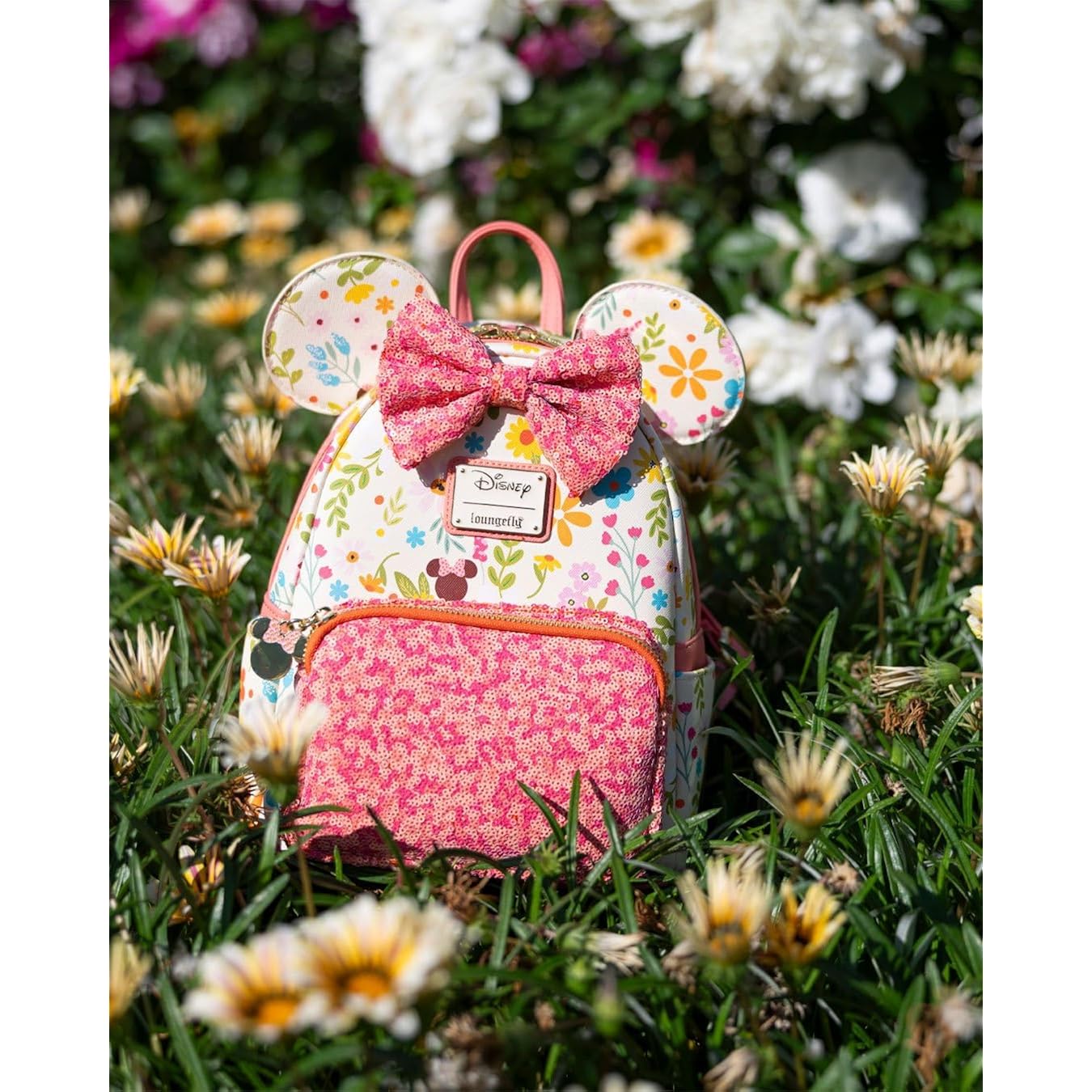 Loungefly Disney Minnie Mouse Springtime Sequins Womens Backpack