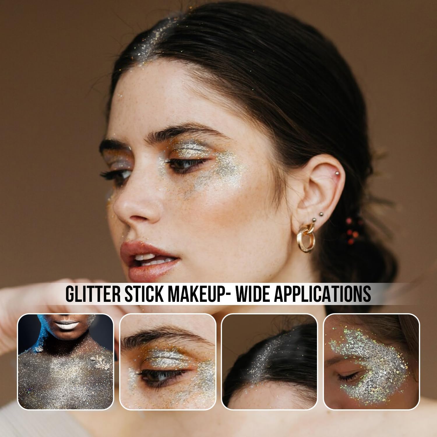Brzeaf Waterproof Mermaid Glitter Stick, Shimmery& Long Lasting, Soccer World Cup Singer Concert Music Rave Accessories, Hair Eyeshadow Face Body Glitter, Glitter Stick Makeup