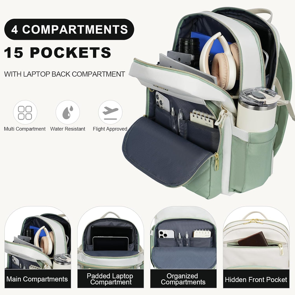 Vankean 15.6 Inch Laptop Backpack For Women Large Capacity Waterproof