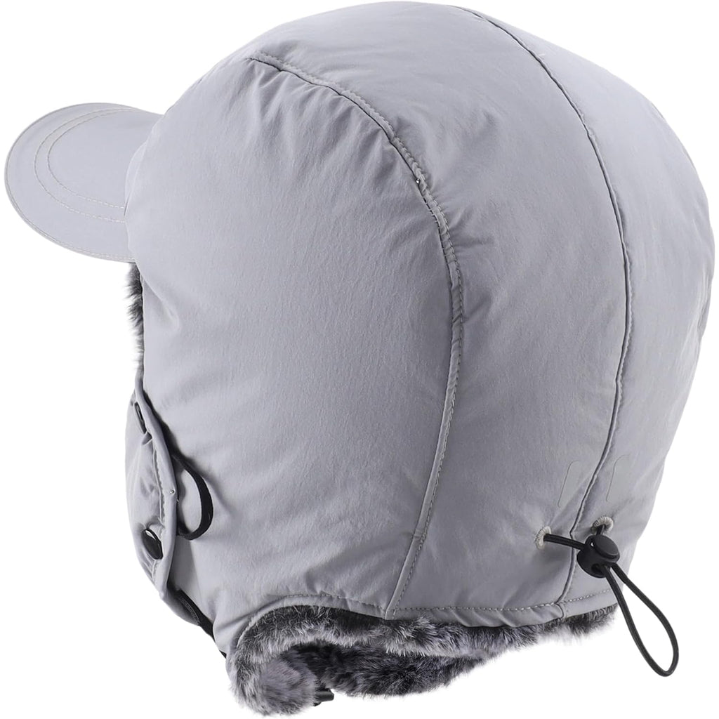 Home Prefer Waterproof Mens Faux Fur Trooper Trapper Hat Hunting Warm Winter Hat with Ear Flaps Visor Face Mask