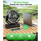 Camping Misting Fan - 24000Mah Portable Battery Powered Fans With 9Oz Water Tank, Light, Hook - Rechargeable, 120H Cooling, Last 5H Mist, 4 Speed, Sleep Mode - Outdoor Gear, Travel Essentials