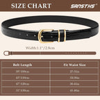 SANATHS Women Leather Belts for Jeans Pants Fashion Gold/Silver Buckle Ladies Dress Waist Belt Crocodile Grain