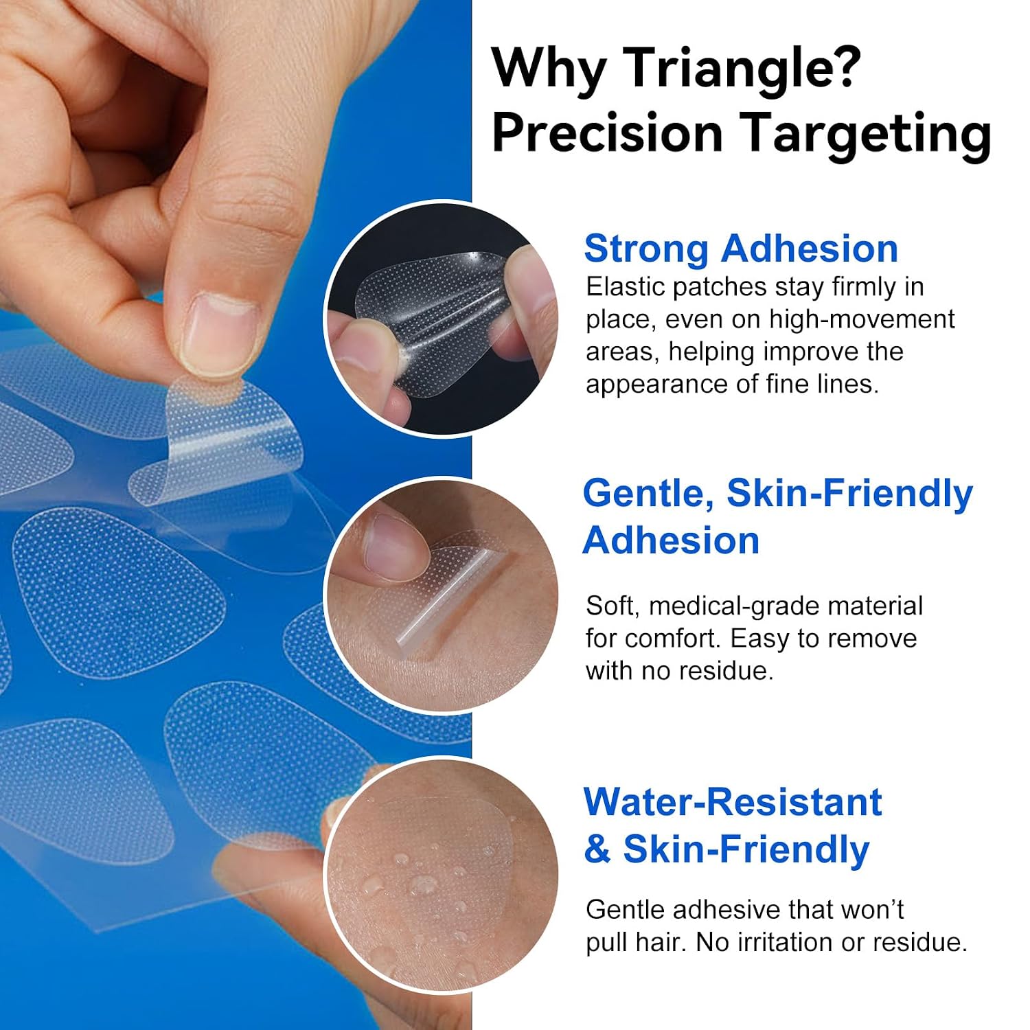 Face Wrinkle Triangle Patches, 288 Facial Patches For Forehead, Smile Line, Elevens, Crows Feet, Anti Wrinkle Patches For Forehead, Mouth, Under Eyes, Face Overnight Skin Care (1 Count (Pack Of 288))