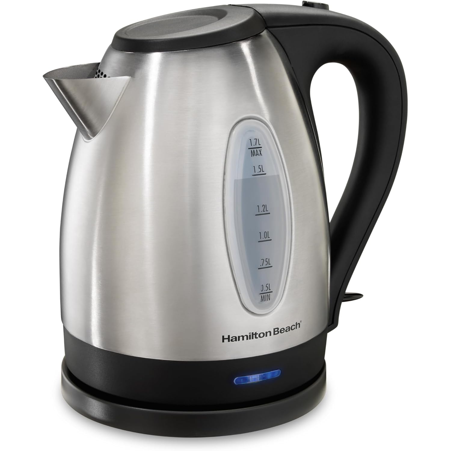 Hamilton Beach Electric Tea Kettle, Water Boiler & Heater, 1.7 Liter, Cordless Serving, 1500 Watts for Fast Boiling, Auto-Shutoff and Boil-Dry Protection, Stainless Steel (40880)