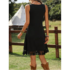 Verdusa Women'S Western Fringe Tank Dresses Cowgirl Sleeveless Short Summer Dress