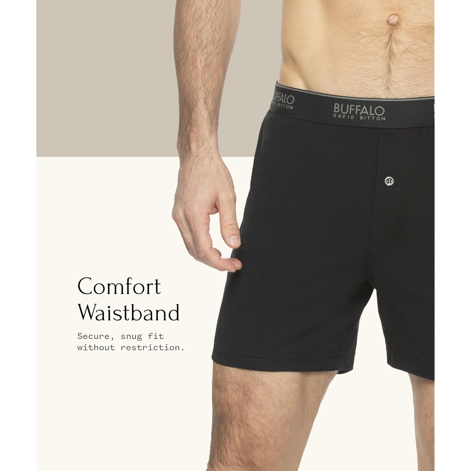 Felina Buffalo Mens Boxers - 3-Pack Cotton Boxers For Men, Boxer Shorts, Mens Underwear Black