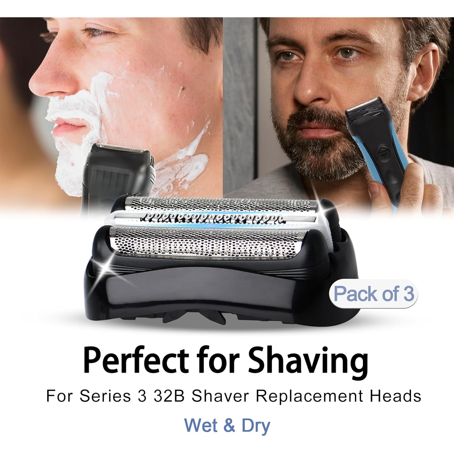 3 Pack 32B S3 Electric Replacement Heads for All Series 3 Shavers, Suitable for S3 3040s 3080s-4 370cc 3070cc 3000s 3010, 3090cc Etc.