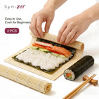 Syn-Zer Bamboo Sushi Mats 2-Pack, 9.5" Rolling Tool For Maki | Diy Sushi Making, Reusable Roller, Kitchen Tool, Hand Rolls, Maki, Sushi Prep