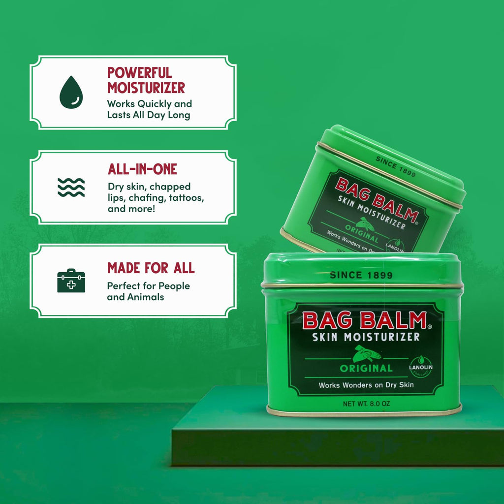 Bag Balm Vermont's Original Hand Moisturizer, Hand Balm for Dry Skin, Cracked Hands, Heels & Dry Hands Treatment, For Dogs and More Ointment, Lotion - 8oz Tin, 3 Pack