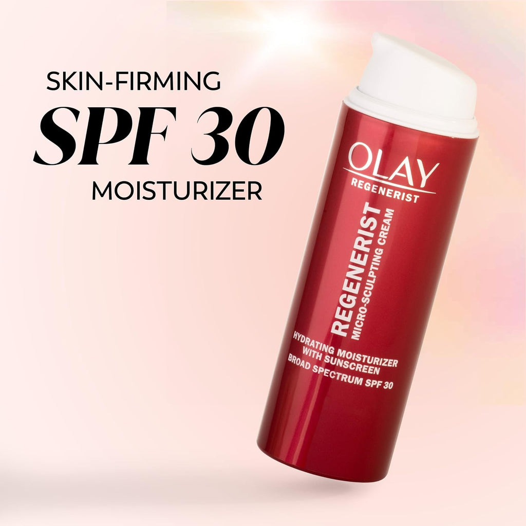 Olay Regenerist Advanced Anti-Aging Face Moisturizer For All Skin Types, Micro-Sculpting Cream With Broad Spectrum Spf 30, Reduces Wrinkles, Firms And Plumps Skin, Dermatologist Tested, 1.7 Oz
