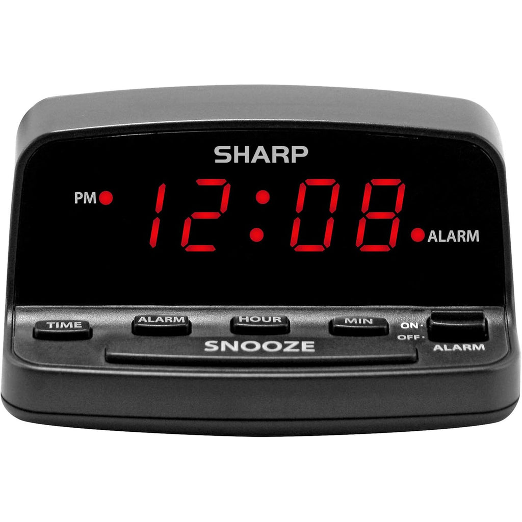 Sharp Digital Alarm Clock With Keyboard Controls, Red Led, Battery Backup