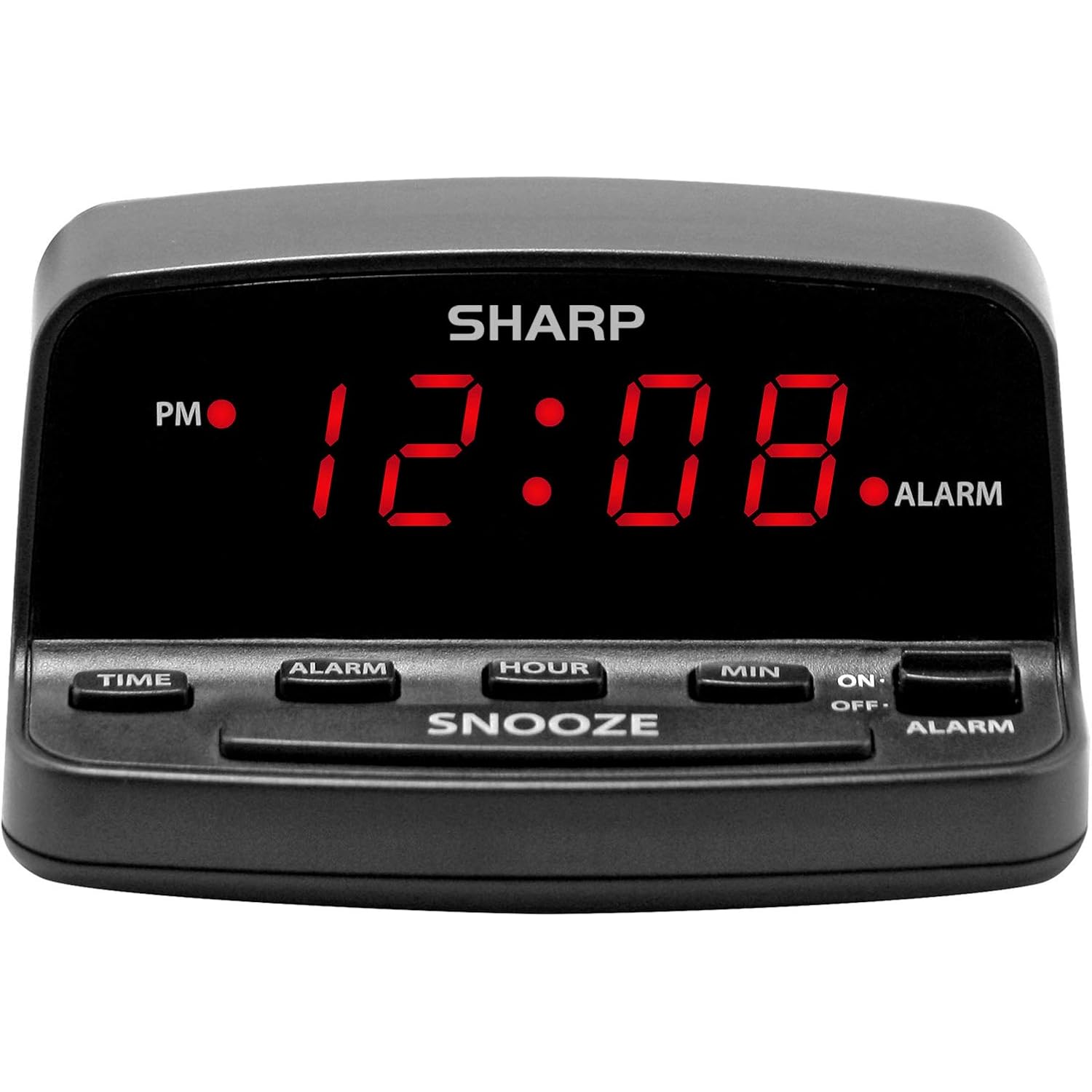 Sharp Digital Alarm Clock With Keyboard Controls, Red Led, Battery Backup
