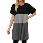 Womens Summer Tunic Tops for Leggings Casual Short Sleeve Long Shirts with Pockets