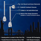 Gem Stone King 1.82 Cttw 14K White Gold White Lab Grown Diamond Long Liner Dangle Teardrop Earrings for Women | Pear Shape 8X5MM | F-G Color | VS1 Clarity | White Gold Chain Drop Earring