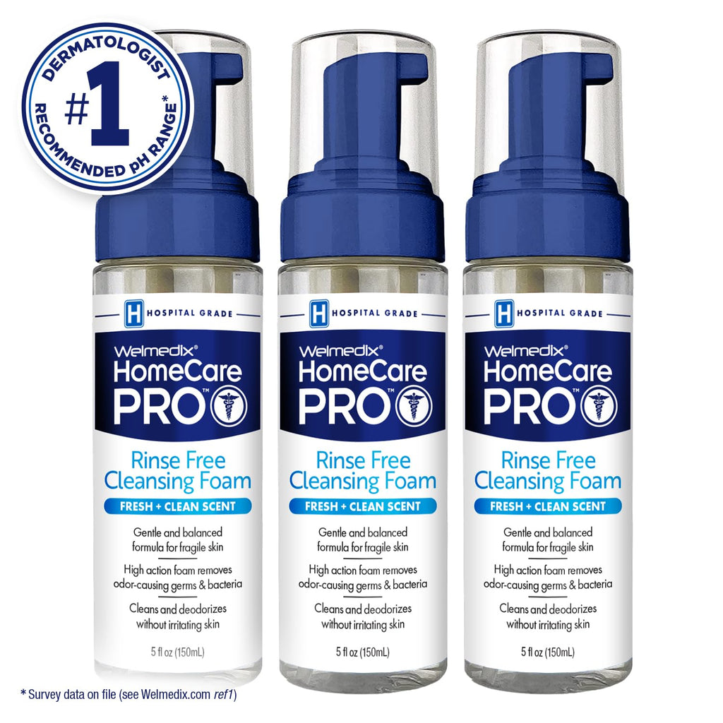 Welmedix No Rinse Cleansing Foam - Rinse Free & Waterless Body Wash, 3-In-1 Shampoo & Foaming Cleanser, Hospital Grade & Ph Balanced - Pack Of 3