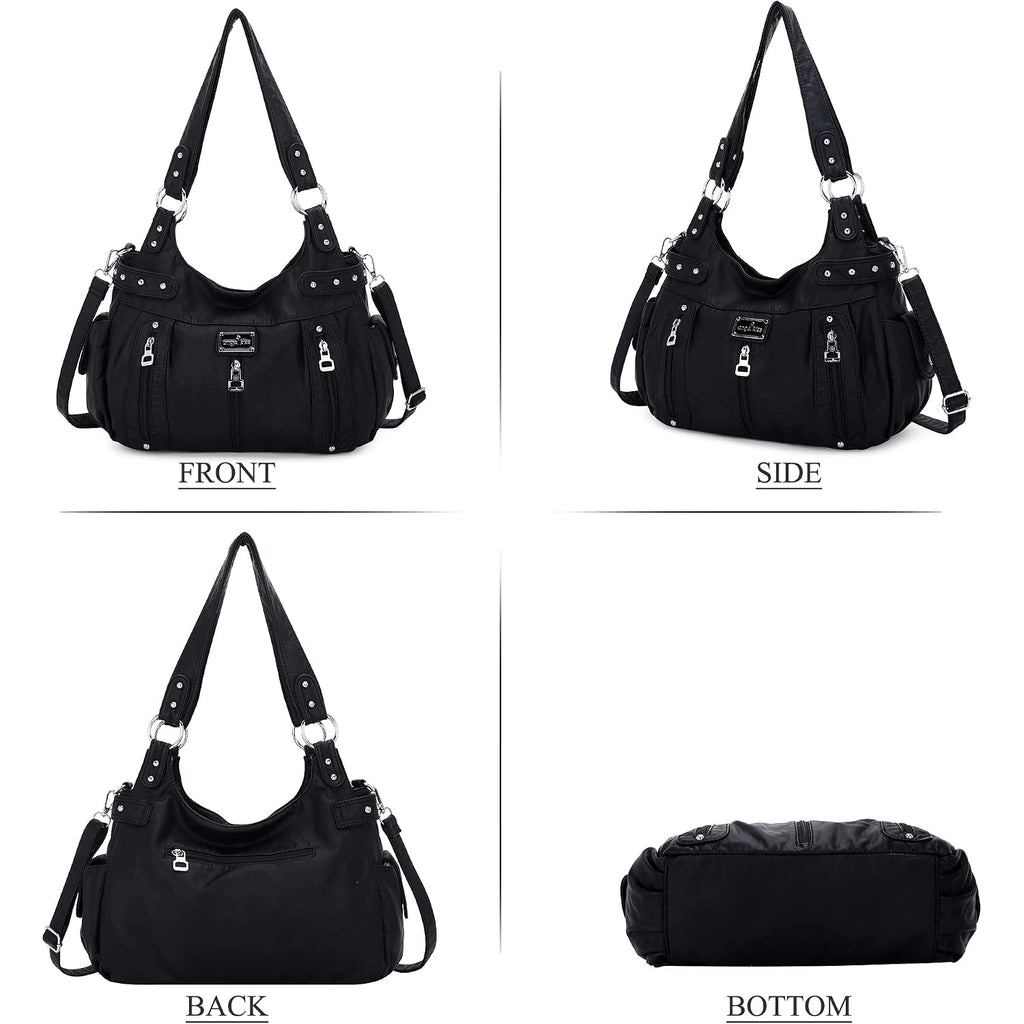 Angel Kiss Large Purses And Handbags For Women Washed Faux Leather Crossbody Hobo Satchel Shoulder Handbag Tote Purse