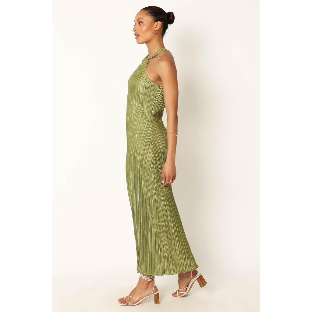 Petal & Pup Women'S Melody Plisse Halter Maxi Dress