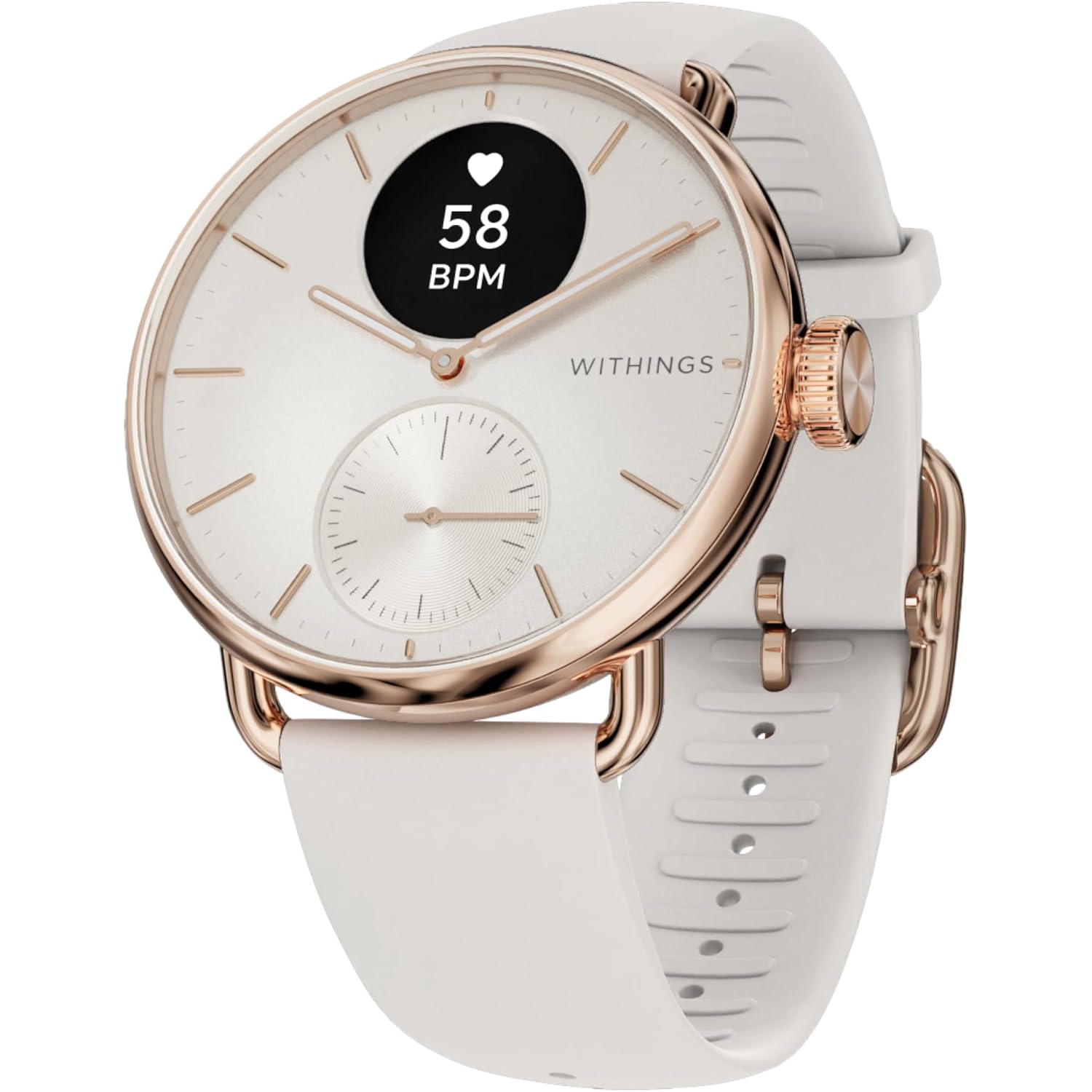 WITHINGS ScanWatch 2 - Hybrid Smart Watch, Heart Rate Monitoring, Fitness Tracker, Cycle Tracker, Sleep Monitoring, GPS Tracker, 30-Day Battery Life, Android & Apple Compatible, HSA/FSA