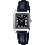 Casio Ltp-V007L-1B Women'S Rectangular Leather Strap Roman Black Dial Dress Watch