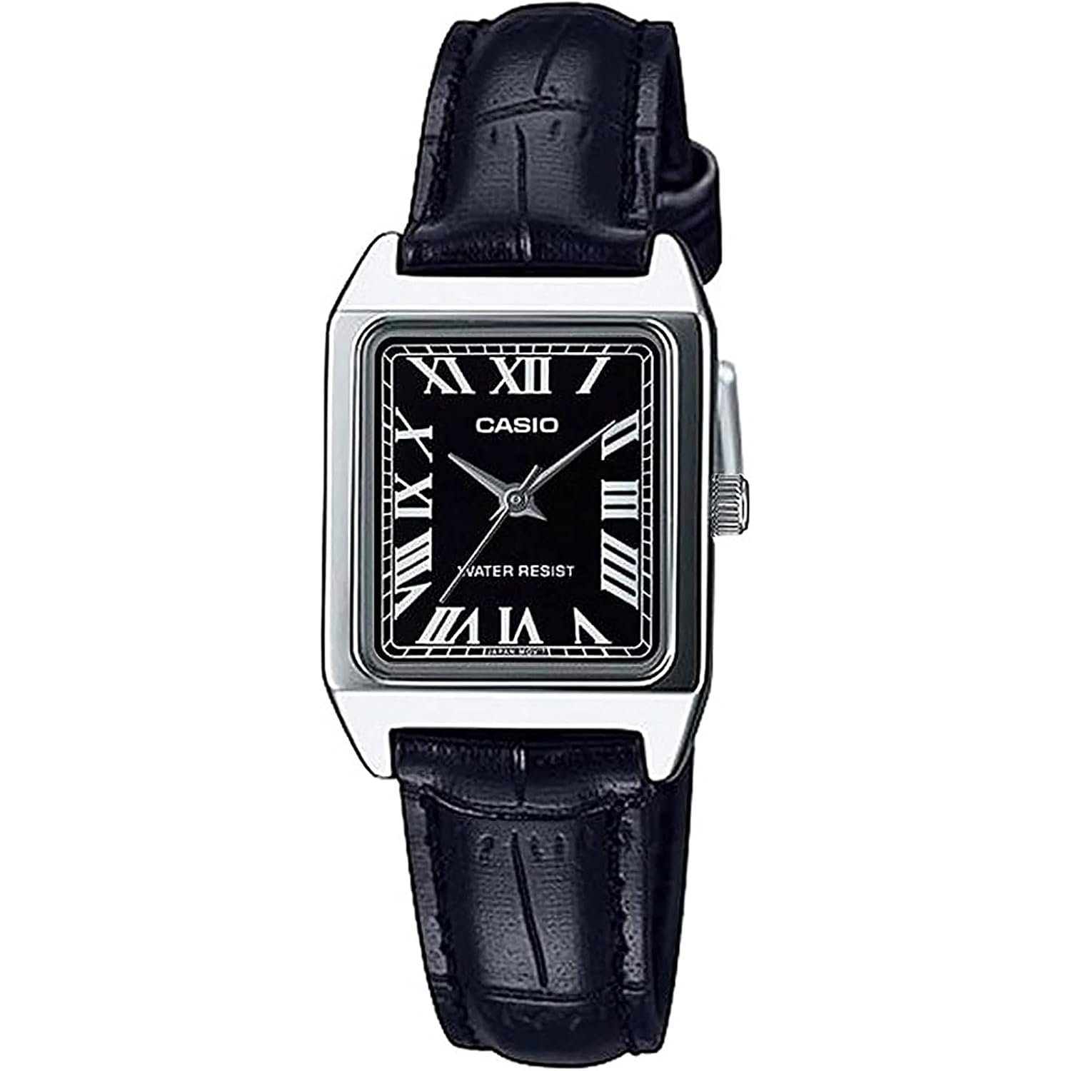 Casio Ltp-V007L-1B Women'S Rectangular Leather Strap Roman Black Dial Dress Watch