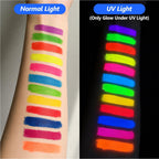 12 Pack Glow Face Body Paint,Neon Body Paint Sticks,Glow In The Dark Paint Under Uv Black Light,Makeup Face Painting Kit Professional Party Supplies For Halloween,Christmas,Birthday Party
