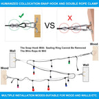 String Light Hanging Kit,Guide Wire For Outdoor String Lights, Shade Sail Hardware Kit,With 164 Ft Nylon Coated Stainless Steel 304 Wire Rope