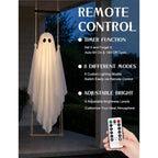 Halloween Decorations Outdoor 3.7Ft Pre-Assembled Hanging Swing Ghost With Remote Lights Spooky Hanging Ghosts For Porch Yard Tree Party
