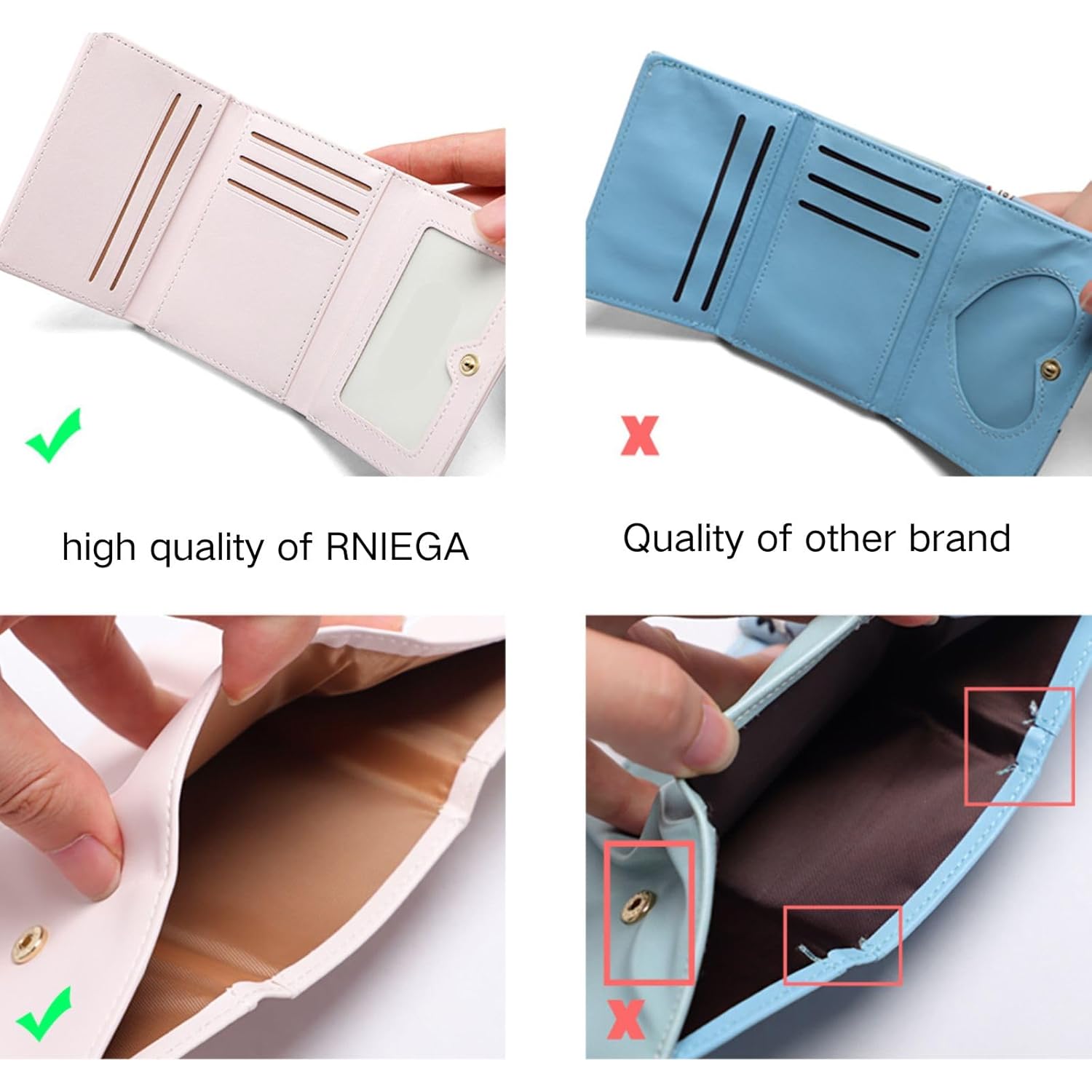 RNIEGA Small Wallets Girls Cute Coquette Bow Wallet Women Aesthetic Credit Card Holder with ID Window, Pink