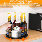Coffee Syrup Organizer For 8 Bottles, Rotating Coffee Syrup Holder | Storage For Syrup Bottles, Cup And Lid, Stirrers, Wine Display, Syrup Rack Stand For Home, Kitchen, Coffee Bar Organizer
