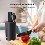 OOU Universal Knife Block Holder Without Knives, Round Kitchen Knife Holder, Detachable Knife Storage for Easy Cleaning-Black