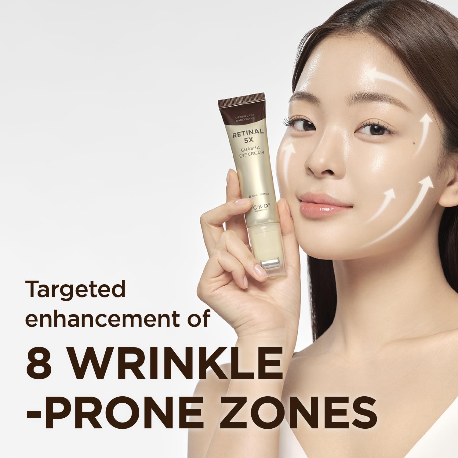 Ckd Retinal 5X Gua Sha Eye Cream [Refill], 1000Ppm Retinal Eye Moisturizer With Massage Roller For Wrinkles, Dark Circles, Puffiness, Firming & Hydrating Under Eye Care. Korean Skincare. 1.01 Fl Oz.