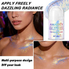Roll-on Body Glitter Gel Holographic for Face and Hair,Body Glitter Gel Makeup for Kids Women,Body Shimmer Christmas Makeup for Rave Party.(Neon Gold)