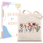 Pavolini Teacher Appreciation Gifts, Flower Printed Canvas Tote Bag, Teacher Gifts, Thank you Gift, Sturdy Cotton Shoulder Bag for Women End of Year Idea Gift