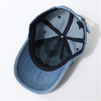 Denim Hats for Women Vintage Washed Distressed Ripped Jean Hat Adjustable Baseball Cap Trucker Unisex Headwear Blue