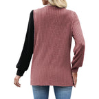 MixShe Womens Knit Sweaters 2026 Fall Winter Casual Long Sleeve Ribbed Colorblock Button Pullover Tops