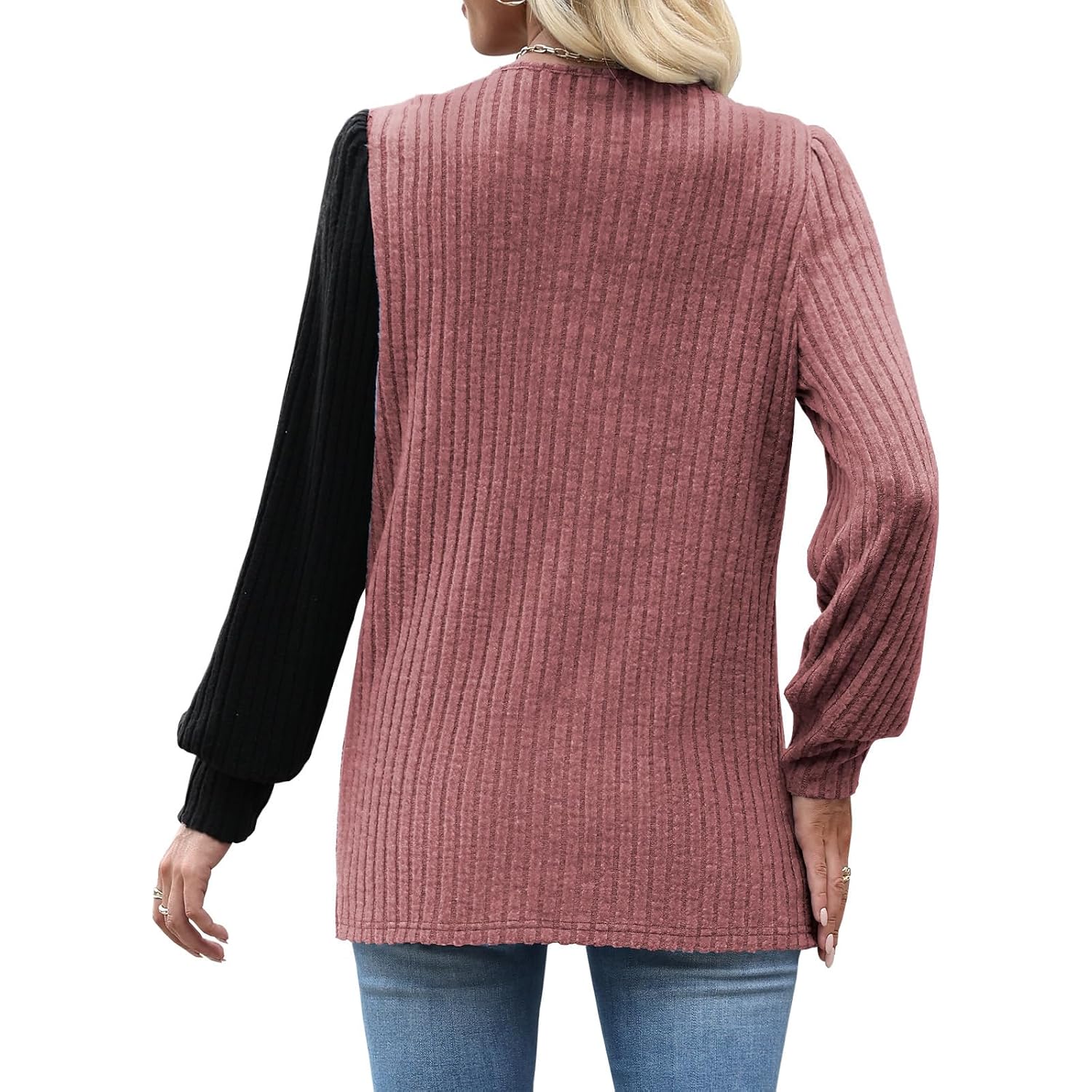 MixShe Womens Knit Sweaters 2026 Fall Winter Casual Long Sleeve Ribbed Colorblock Button Pullover Tops