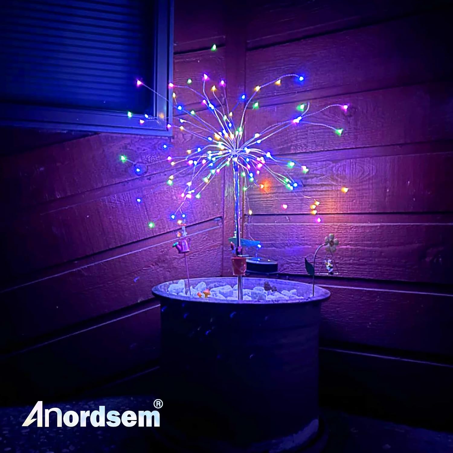 Solar Garden Lights Outdoor: Bendable Copper Wire With 120 Led Firework Beads - Colorful Waterproof Diy Fairy Decoration For Yard Pathway Patio - Gifts For Women Mom Homeowners