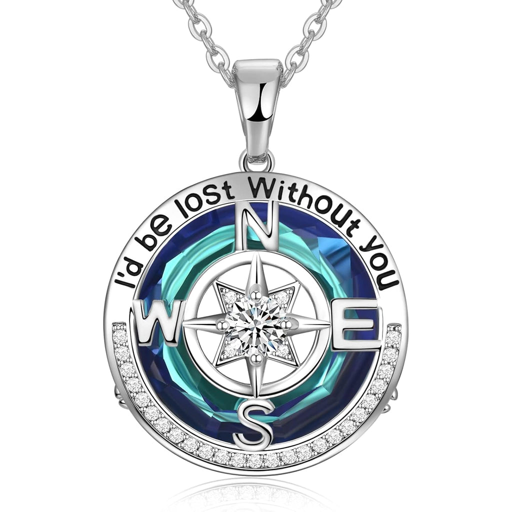 Mothers Day Gifts for Wife Compass Necklaces for Womens Jewelry for Wife Birthday Gift Ideas Wedding Anniversary Birthday Gifts for Wife Her Necklace, 18k Real Gold Filled S925 Sterling Silver Based