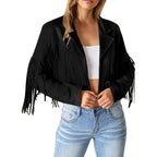 Prettygarden Women'S Fringe Faux Suede Leather Jackets Fall Fashion 2026 Tassel Motorcycle Cropped Coats