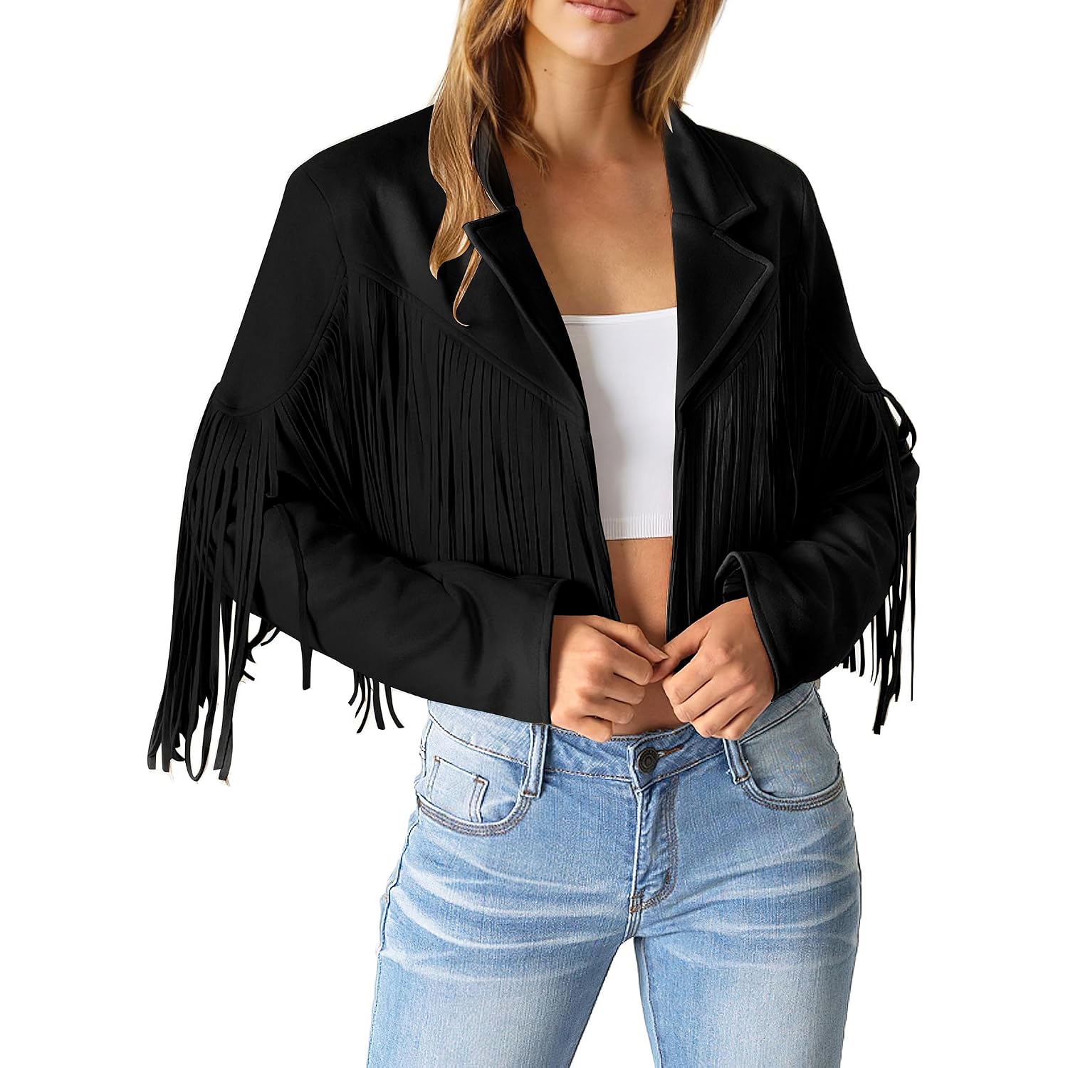 Prettygarden Women'S Fringe Faux Suede Leather Jackets Fall Fashion 2026 Tassel Motorcycle Cropped Coats