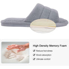 Terry Cloth Open Toe Slippers For Women Memory Foam Slip On House Slippers