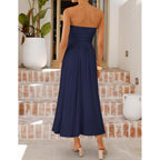 Zesica Women'S Summer Sleeveless Midi Dress 2026 Strapless Ruched A Line Flowy Wedding Guest Party Beach Long Dresses